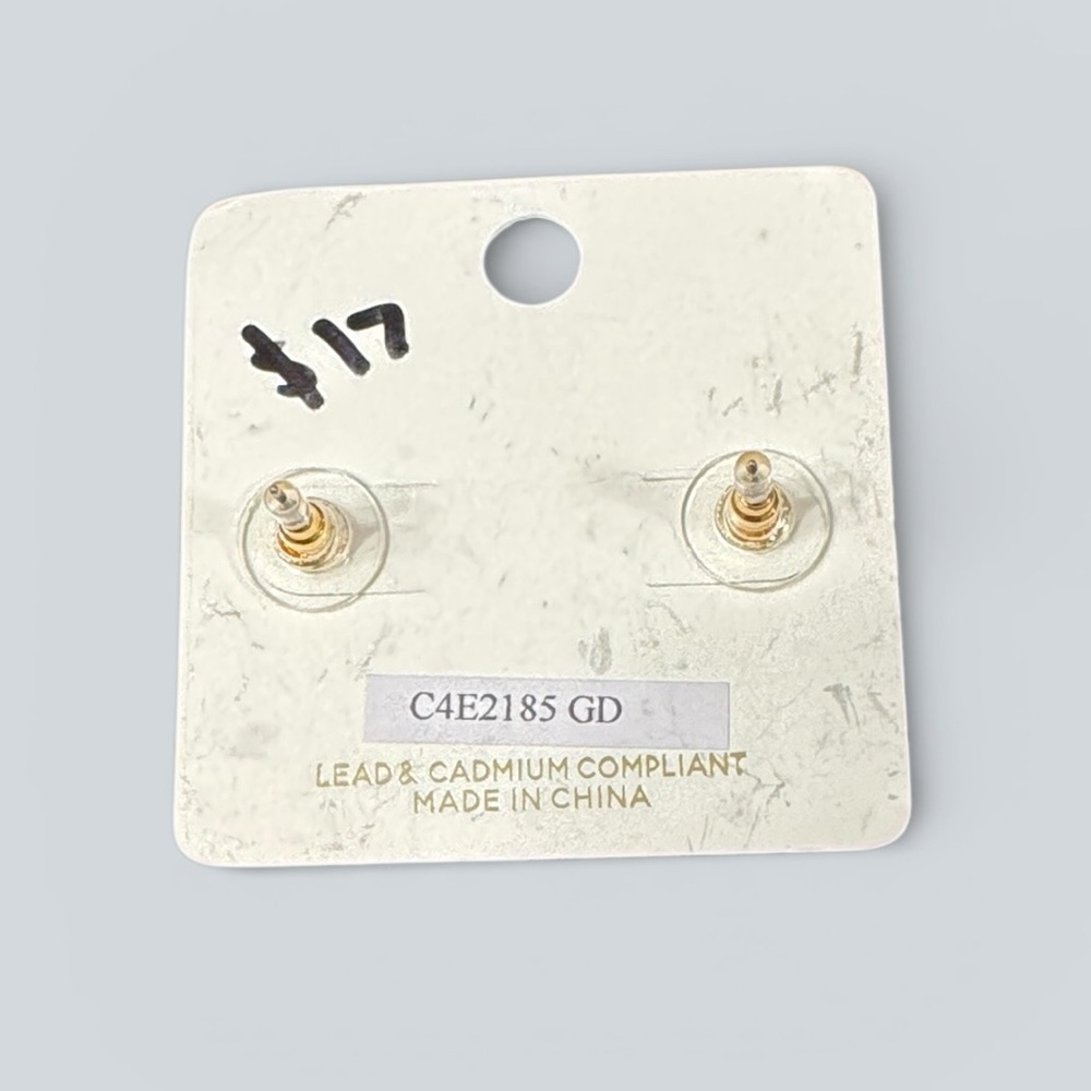 Influence New York Blue Floral Bow Stud Earrings - Picture 3 of 3